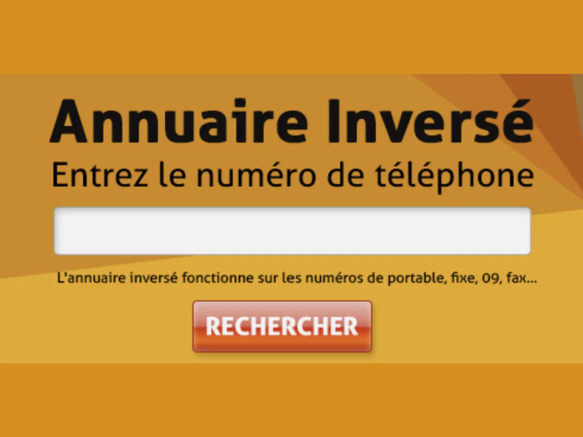 Page d'un service d'annuaire inversé avec champ de recherche par numéro